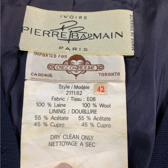 Pierre Balmain Vintage Navy Blue Wool Blazer Skirt Set - Picture 5 of 16